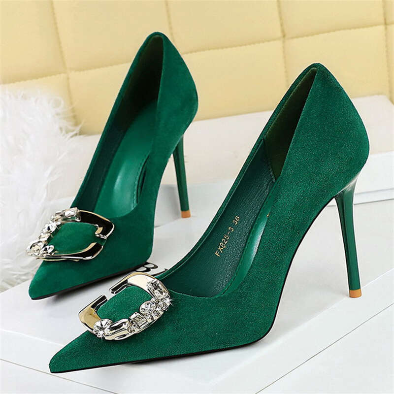 BIGTREE Metal Buckle Pointed Toe Women Pumps Stilettos High Heels Wedding Party Shoes Atos Mujer