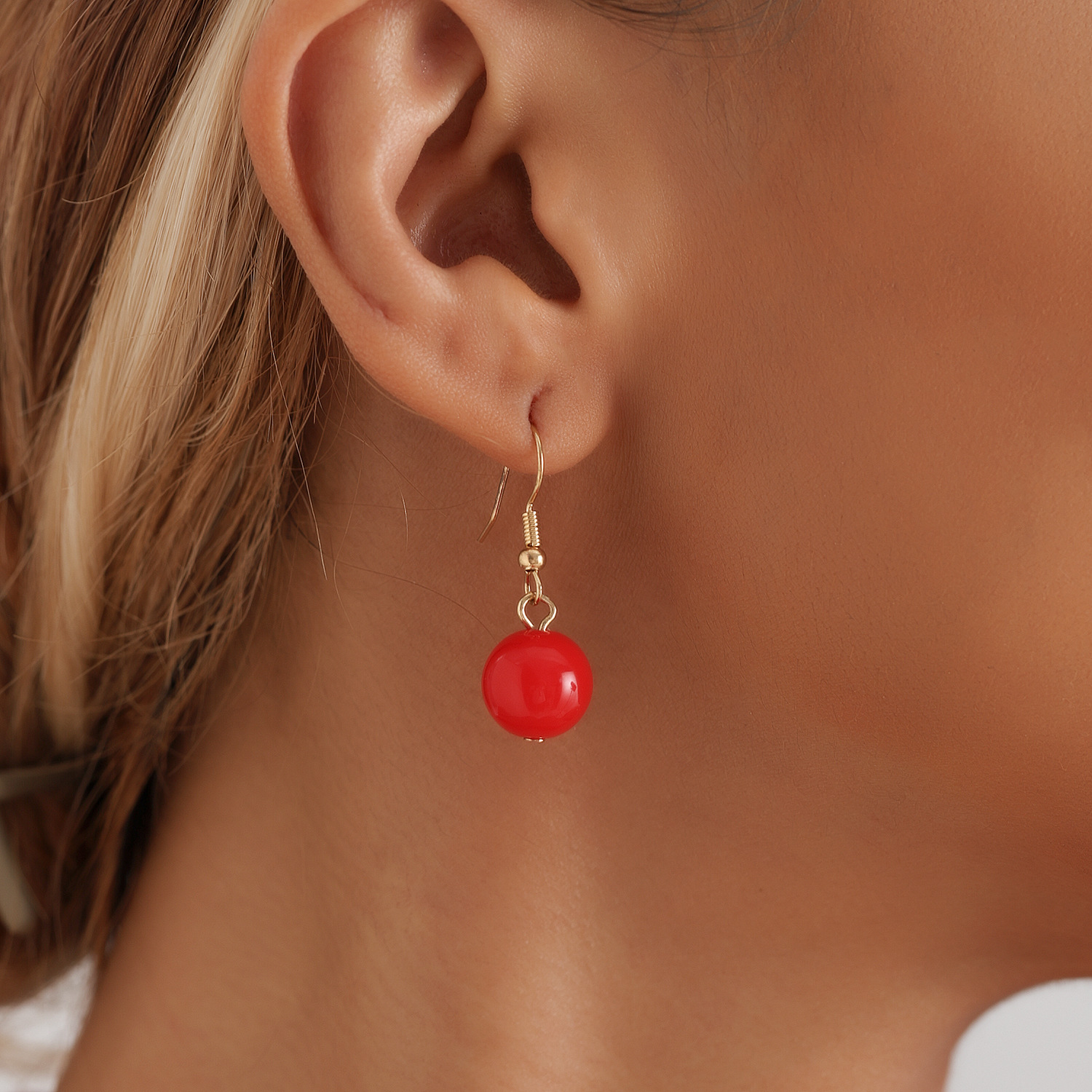 Women's Red Acrylic Bead Necklace with Geometric Design for Collarbone Wear Dangle Earrings Choker Necklace Jewelry Set Party Gifts Dropshipping