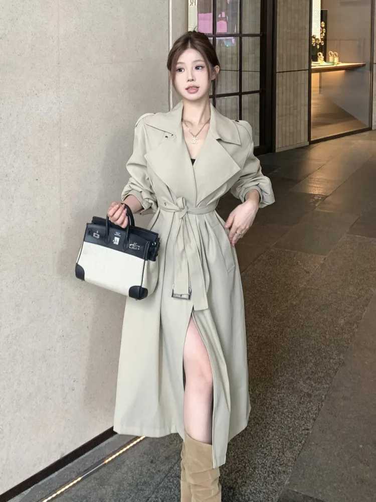 High Quality British Style Trench Coat For Women 2024 Autumn Fashion Casual Long Windbreakers Coat Korean Loose Belt OvercoatX240921