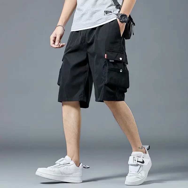 Summer Hot Mens Cargo Shorts Solid Multi Pocket Casual Fitness Loose Work Pants Summer Male Shorts JoggersX240921
