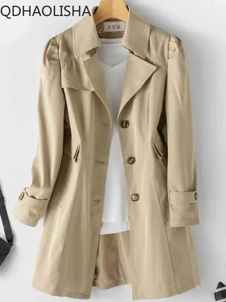 Spring Jacket Trench Coat Woman 2023 New Korean Fashion Overcoat Slim Elegant Long Sleeve Woman Clothes Khaki Windbreaker FemaleX240921
