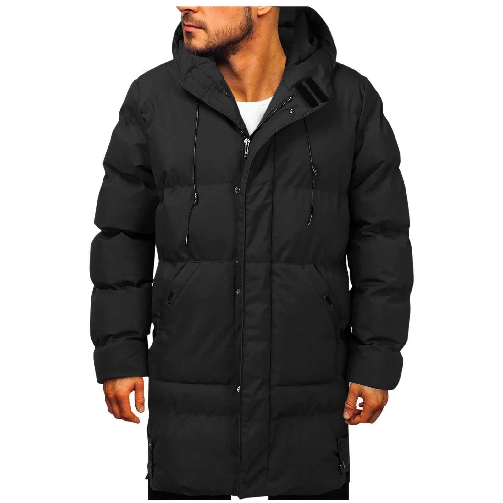 Mens casual hooded winter snow jacket warm jacket thick plus windproof jacket Parka mens coat W240920