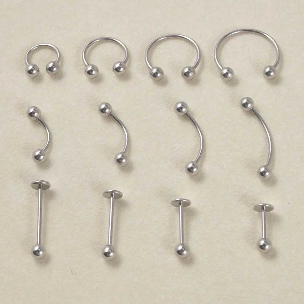 4PCS Surgical Steel Horseshoe Barbell Labret Lip Eyebrow Rings Ear Cartilage Tragus Helix Earrings Daith Lobe Piercing Jewelry Y240921