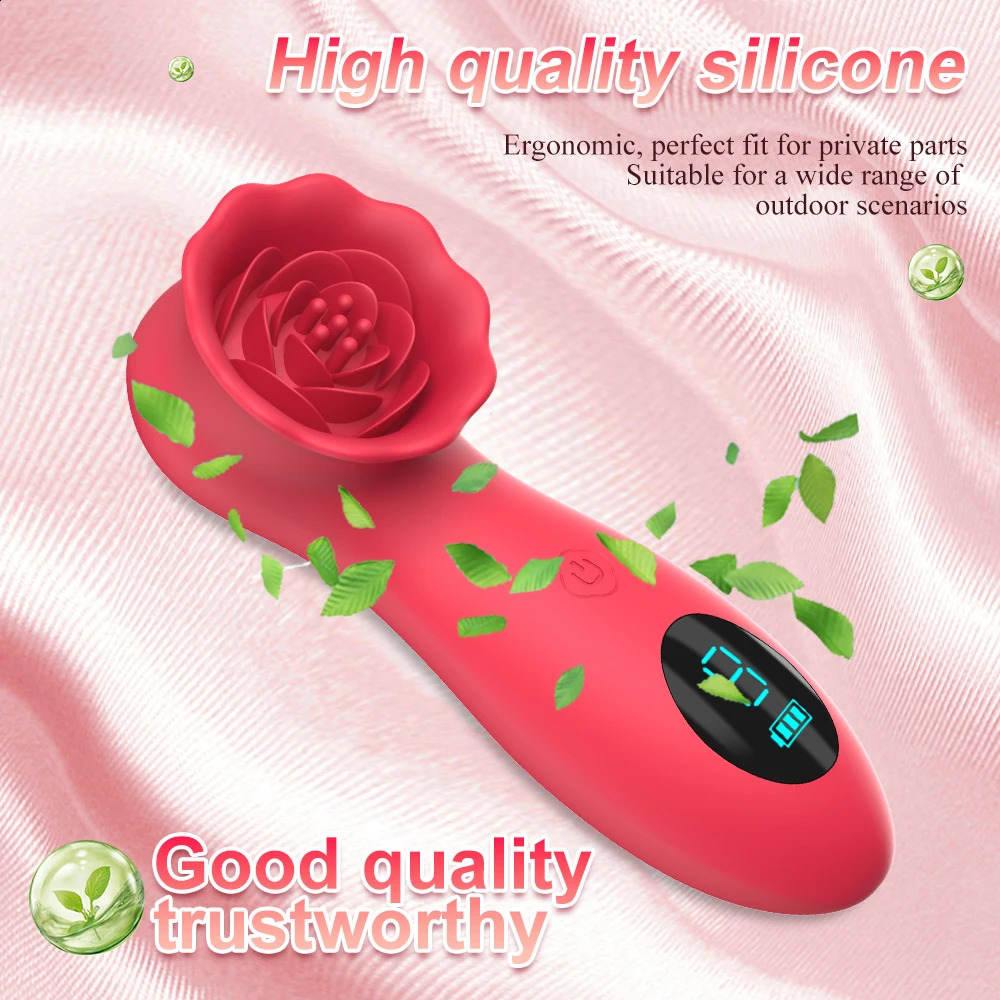 Rose G-Spot Vibrator Female Nipple Massager Glans Clitoris Stimulator Battery Display Vibrating Maturbator Sex Toys for Adult 240914