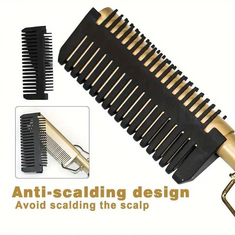 3-in-1 hot comb straightener curling iron straightener Peigne Chauffent comb temperature adjustable suitable for all hair types W240807