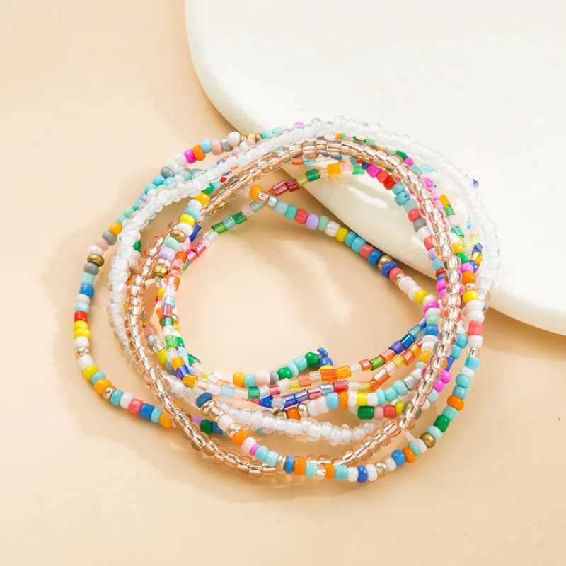 Boho Rice Bead Bracelet Hand Color Charm Bracelet For Women Layered Crystal Bracelets Cute Jewelry Simple Fashionable AccessoryX240921