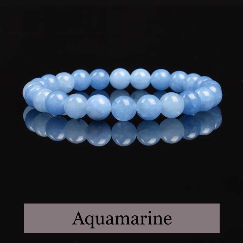 Natural Aquamarins Quartzs Beads Bracelet Women Men 6mm 8mm Sky Blue Stone Round Bead Bracelet Elastic Rope Energy Jewelry GiftX240921