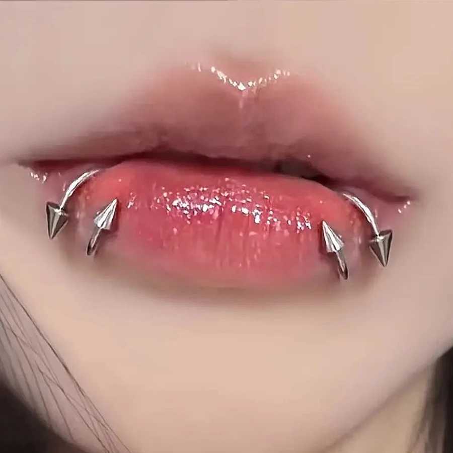 2 stainless steel serpentine S-pole lip studs fashionable punk style perforated jewelry hypoallergenic Y240921