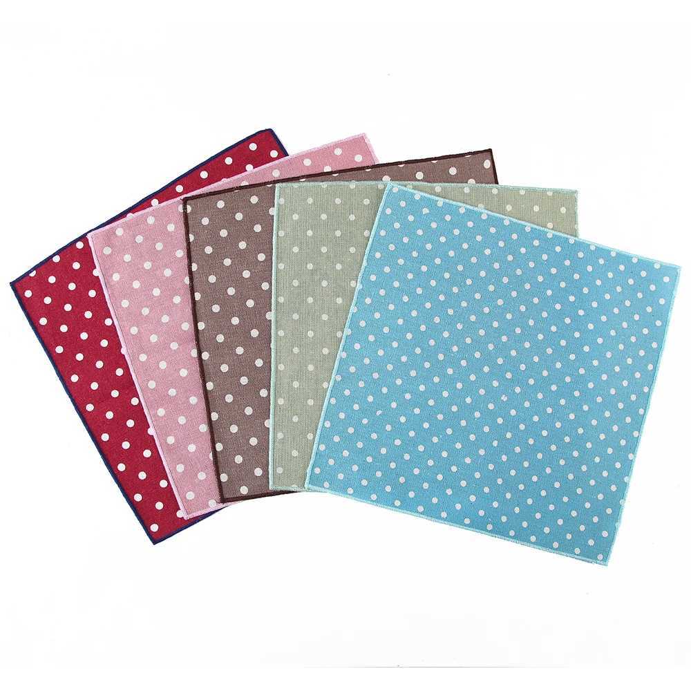 Tailor Smith Linen Hankerchief Vintage Polka Dot Mens Pocket Squares Burgundy Blue Pink Square Men Suit Hanky Man Pocket HankiesX240921