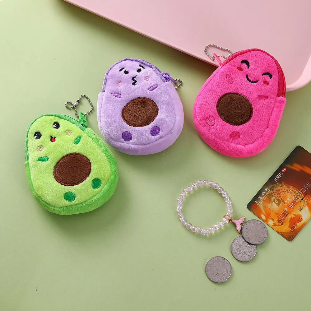 1Pcs Cartoon Mini Fruit Coin Wallet Childrens Funny Cute Plush Schoolbag Hanger Student Girl Change Bag Key Case 240919