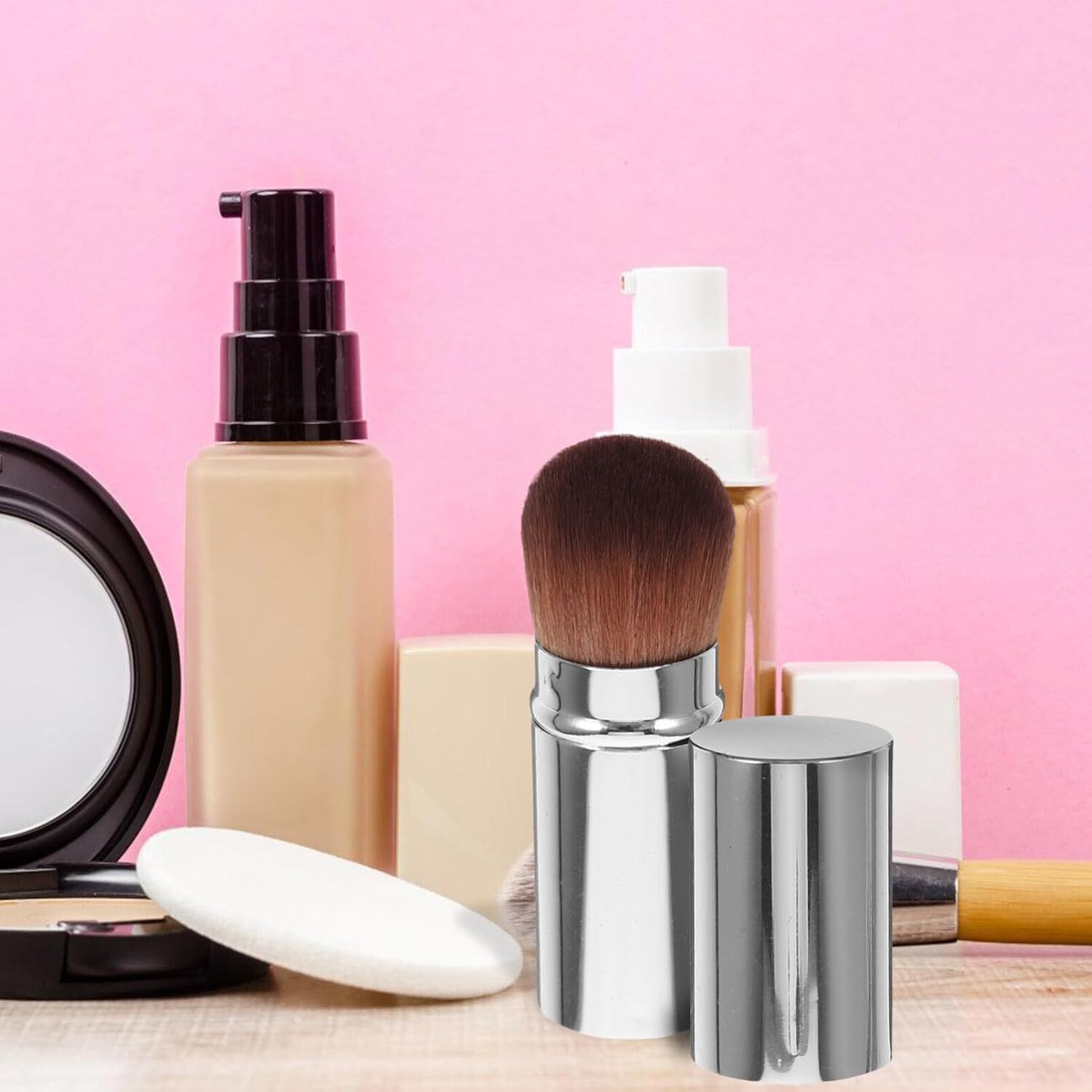 retractable spray gun kabuki brush suitable for all facial makeup and liquid foundation suitable for liquid face cream and foundation makeup aluminum 