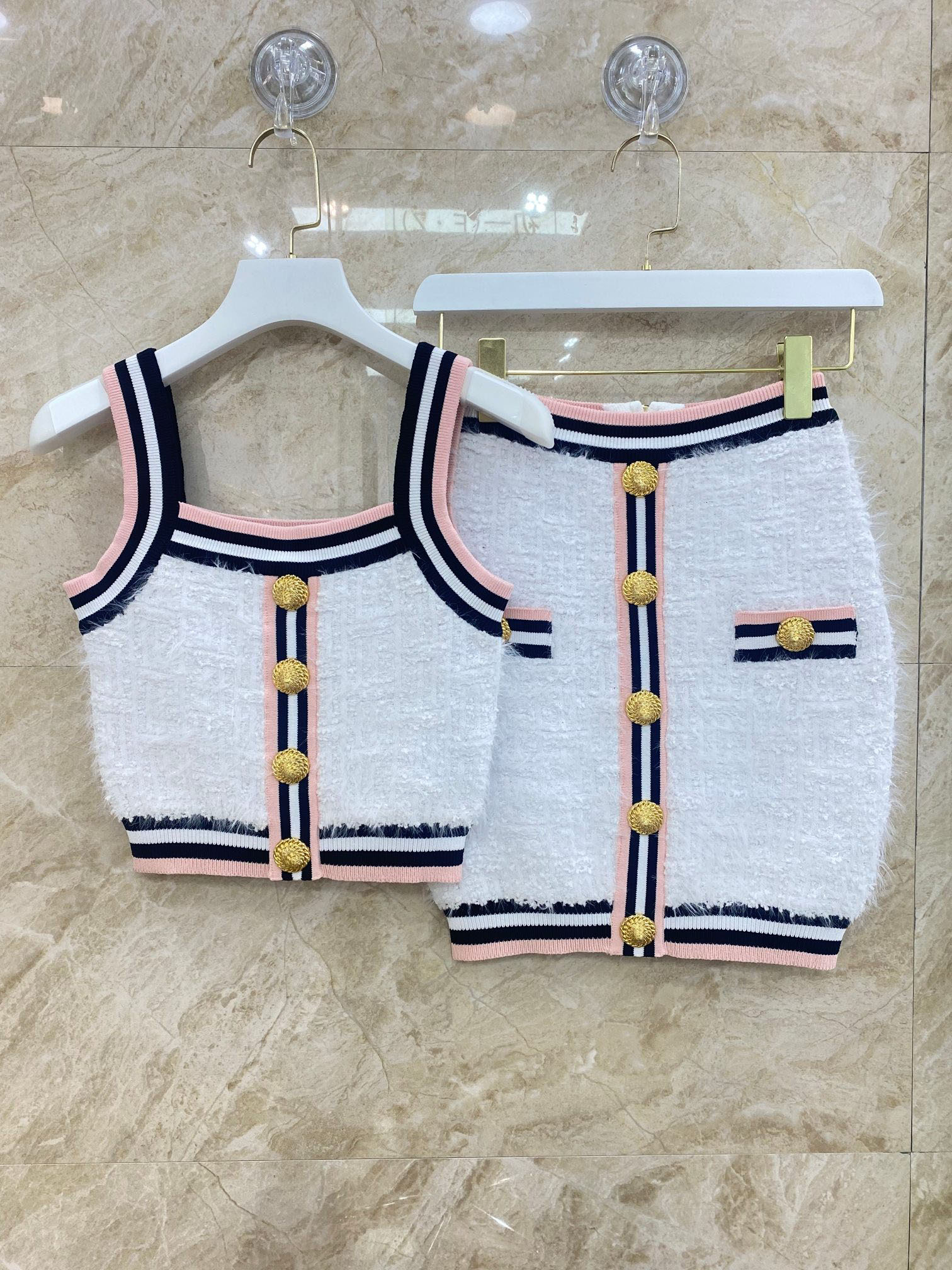 Women's Suits Summer High Quality White Knitted Vest Camis With A-E Skirt Sets For Female 2024 New Ddxgz2 6.19