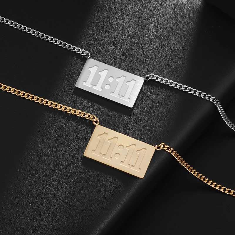 Special number 11 11 square stainless steel pendant necklace suitable for women W240918