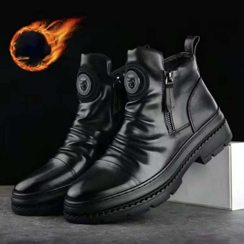 New Ankle British Style High Top Men shoes Motorcycle Leather Zipper Retro Men's Boots atillas Hombre