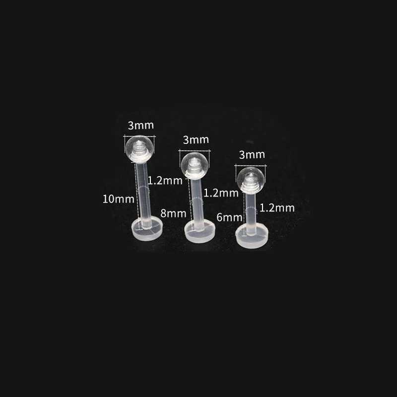 10PC/set Clear Acrylic Lip Rings Monroe Labret Studs Piercing Jewelry Gift Bioflex Ear Tragus Helix Earring Retainer 6/8/10mm Y240921
