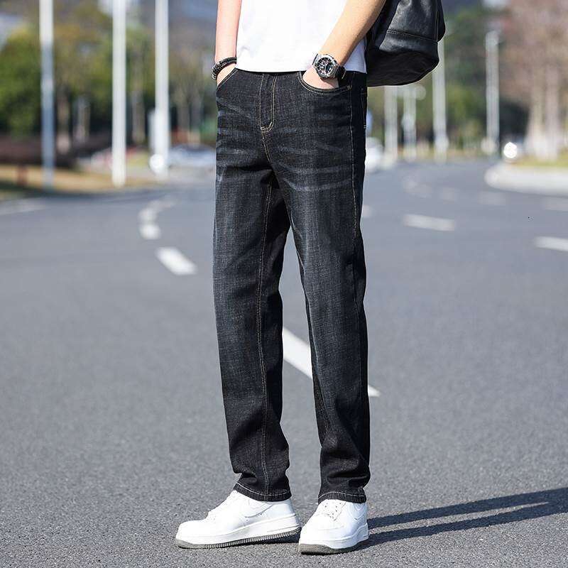 2024 Summer Jeans Men's Thin Loose Straight Pants Elastic Business Casual Versatile Long Pants Spring and Autumn Edition
