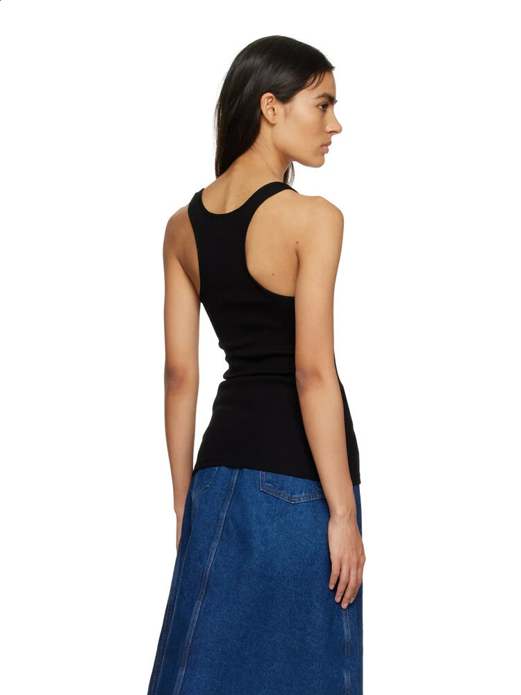 RORORIRI solid black invisible shoulder strap vest for womens casual wear with builtin bra ribs knitted top strapless 240921