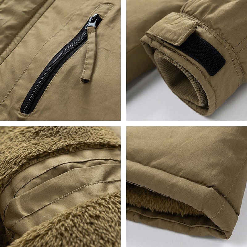 Winter New Men Warm Thick Fleece Long Parka Mens Fashion Fur Collar Windproof Detachable Hat Jacket Brand Clothing Male
