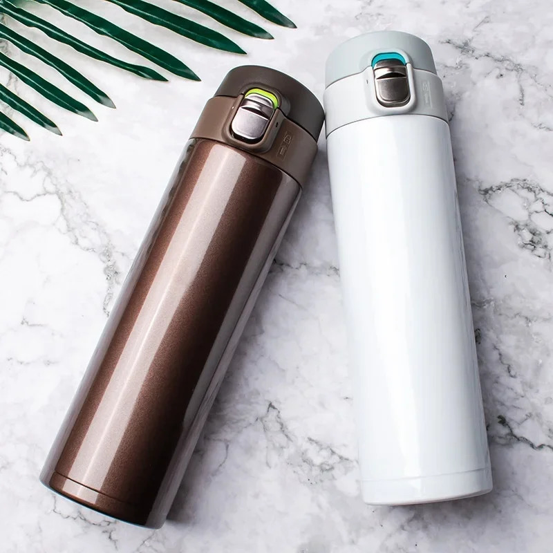 500ML Stainless Steel Bouncing Cover Vacuum Flask Thermos Cup Coffee Tea Milk Thermo Bottle Mug 240918