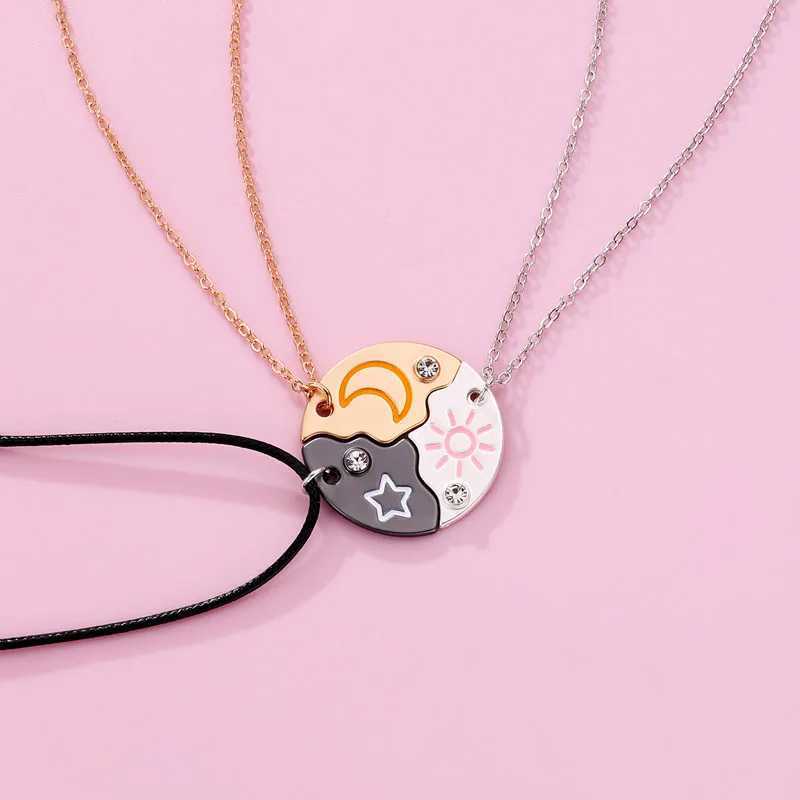 LoveCryst 3-Piece/Set Moon Star Pendant Necklace Best Friend Bff Friendship Couple Necklace Fashion Jewelry W240918