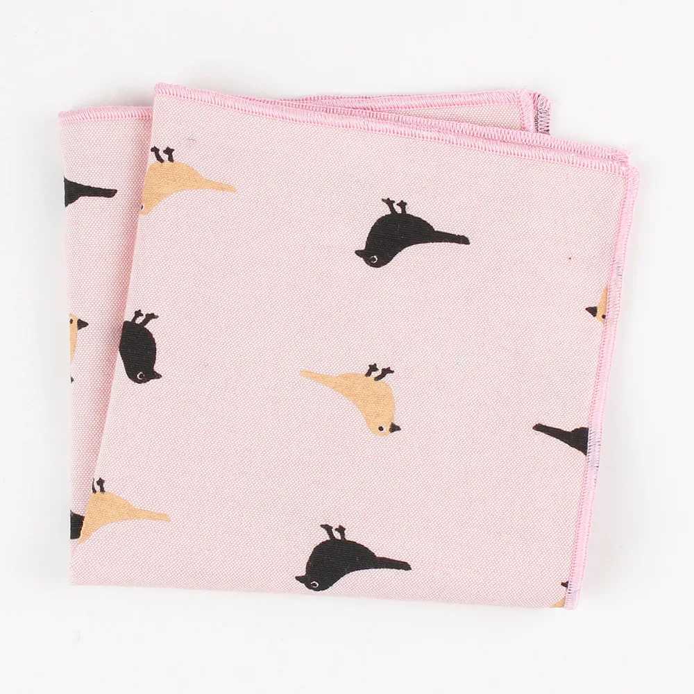 Casual Cotton Mens Handkerchief Birds Feather Printed 12 Colors Soft Pocket Square Ties Business Suits Hankies 24*24cmX240921