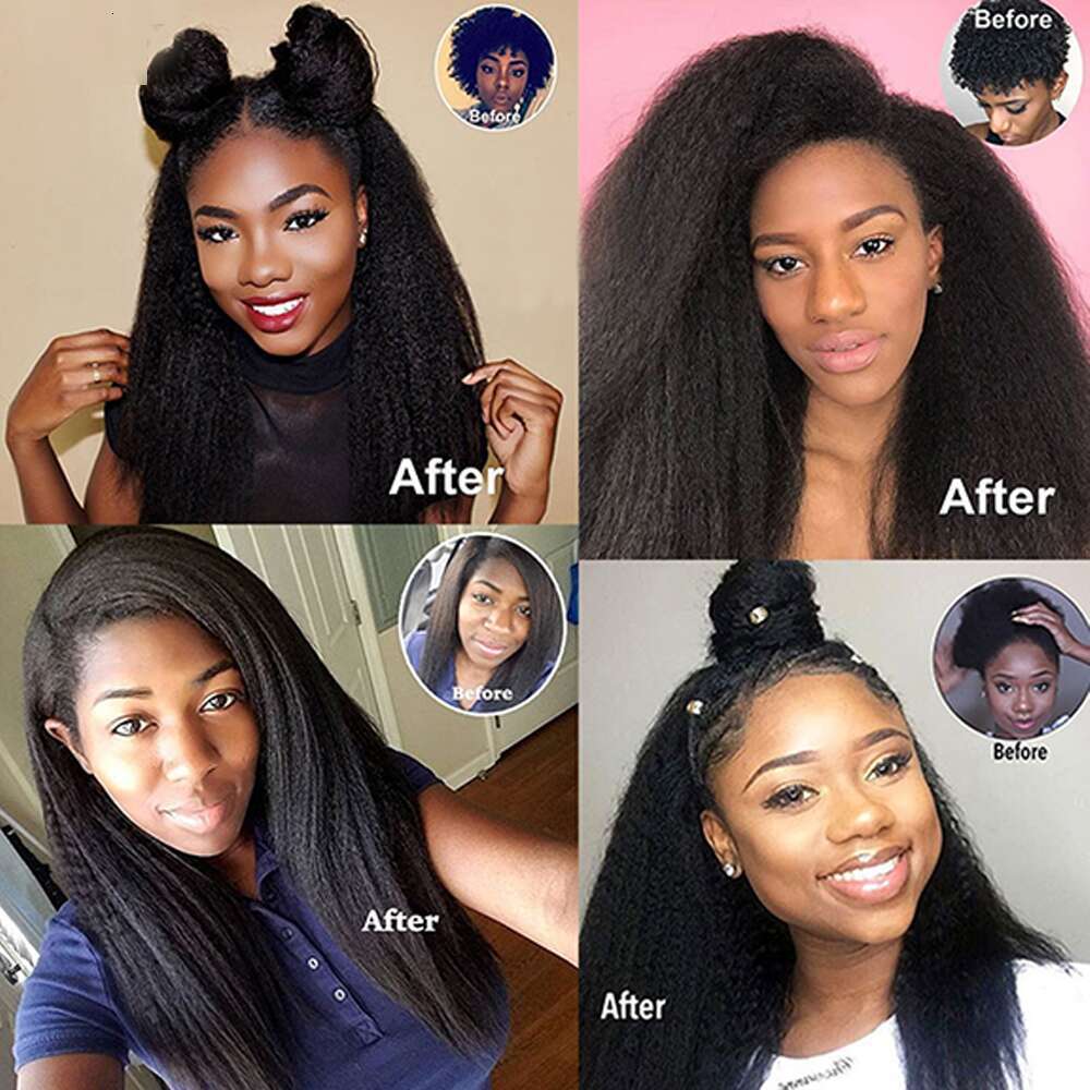 Kinky Human Hair Wigs For Women Brazilian Bleached Pre Plucked 4x4 13x4 Yaki Straight Hd Transparent Lace Frontal Wig