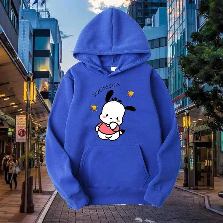 Cartoon printed mens sportswear with classic Pochacco patterns fashionable long sleeves autumn and winter casual clothing mens hooded sweatshirt W2409