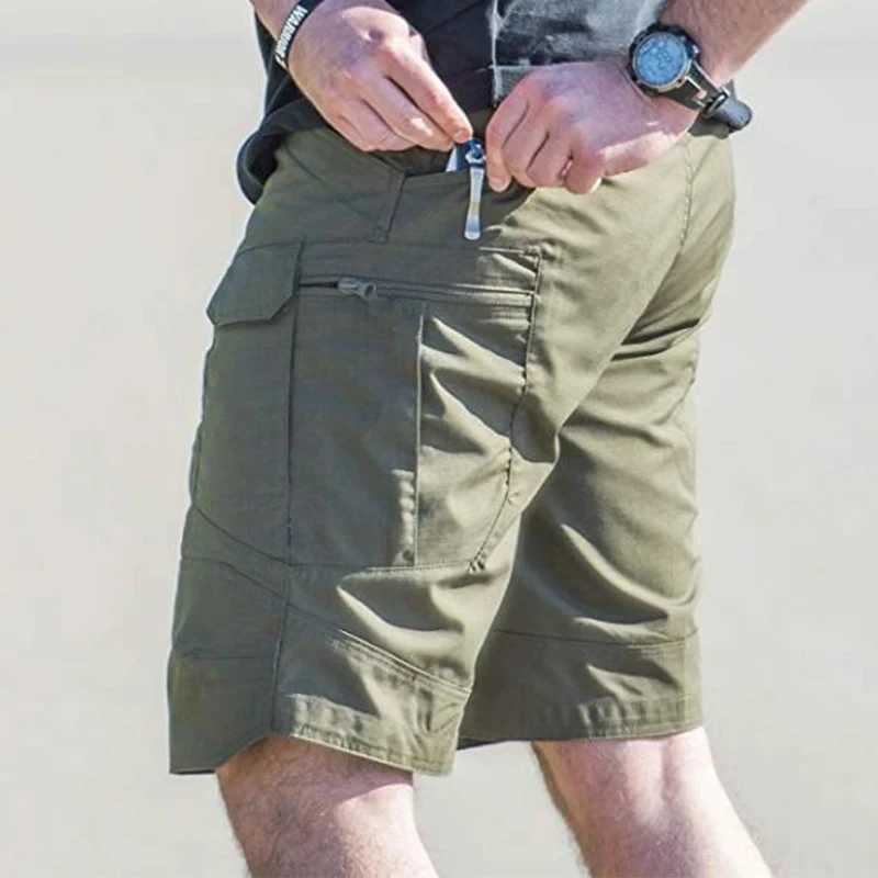 Men Summer Cargo Shorts Quick Dry Mens Tactical Shorts Solid Multi-Pockets Workout Short Pants Beach Trousers Outdoor HikingX240921