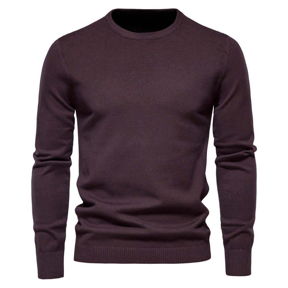 Basic Pullover Round Neck Solid Color Long Sleeved Casual Daily Multicolor Men's Sweater Quality Knitwear