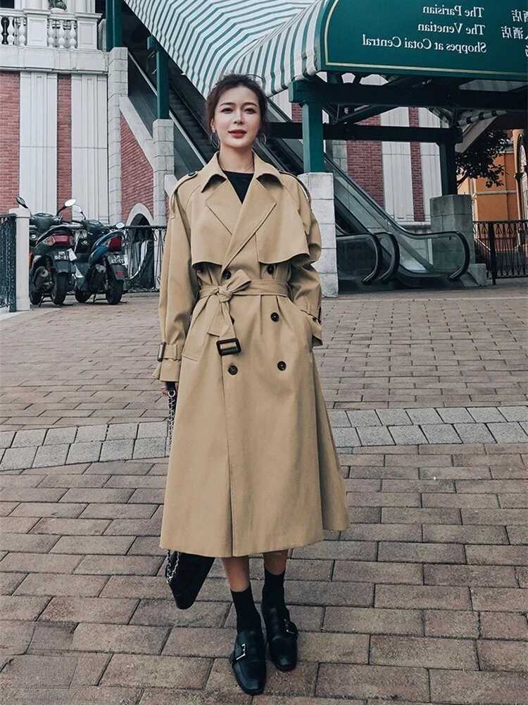 Trench Coat for Women 2022 Autumn Winter New Loose Coat Womens Casual Long Windbreaker Clothing Female Coats and Jackets WomenX240921