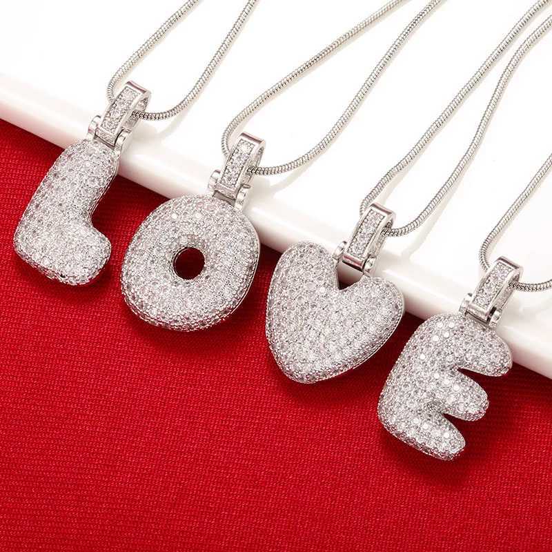 Zhukou Silver Bubble initial letters necklace 26 letter pendants necklace women brass CZ jewelry wholesale W240918