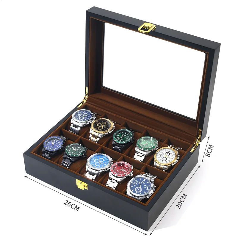 6/10/12 Grids Handmade Wood Watch Boxes Watches Display Case Jewelry Holder Storage Organizer for Watch Holding 240909