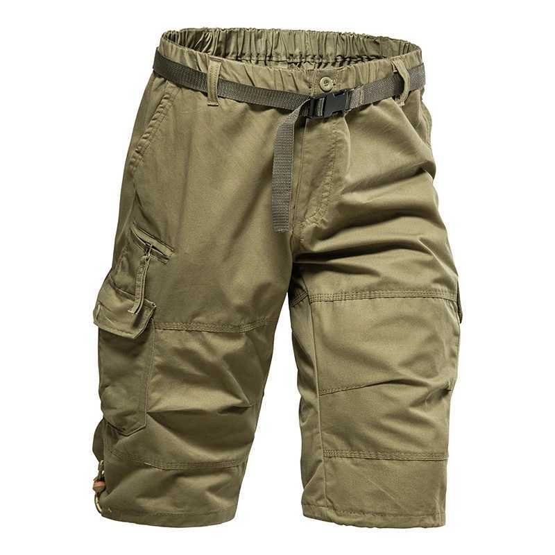 Mens Summer Casual Shorts Cotton Overalls Multi Pocket Knee Shorts American Style Sports Short PantsX240921