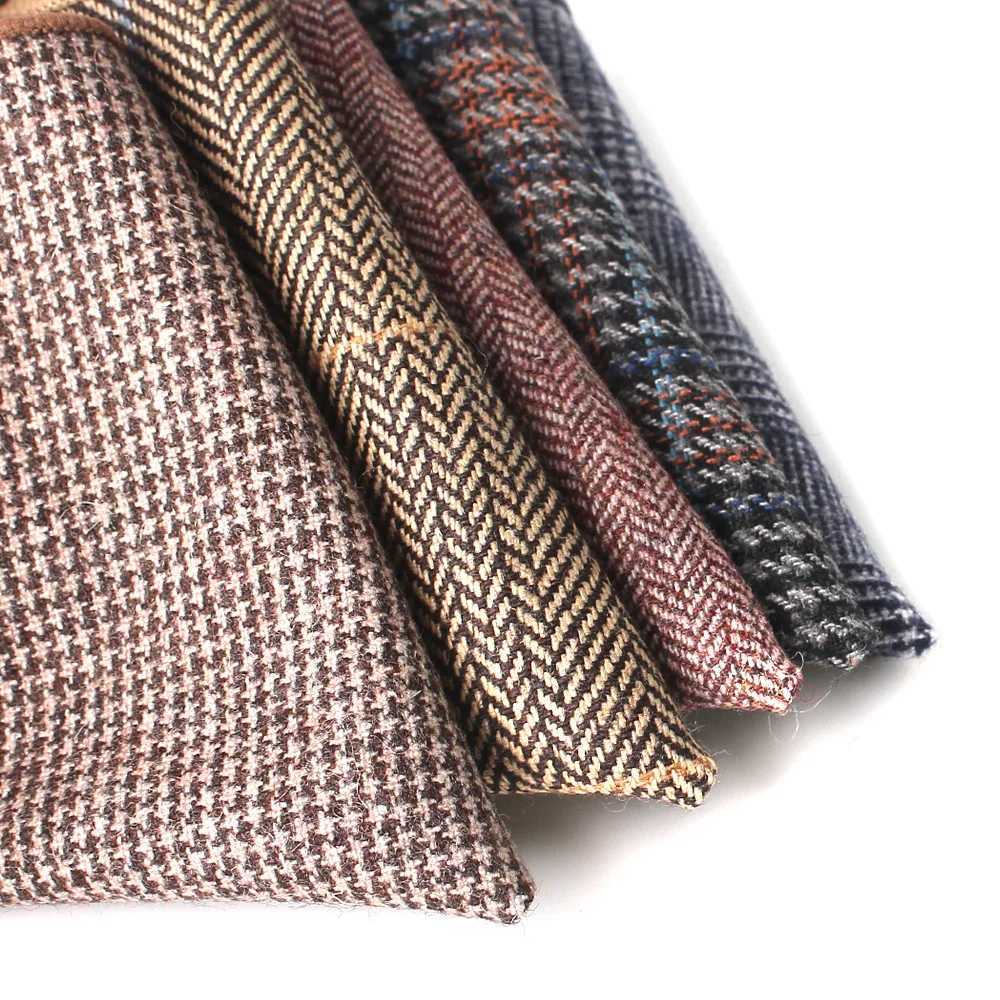 Fashion Wool Handkerchief For Men Suit Woolen Plaid Pocket Square Business Hankies Herringbone pattern Hanky Plaid Pocket TowelX240921
