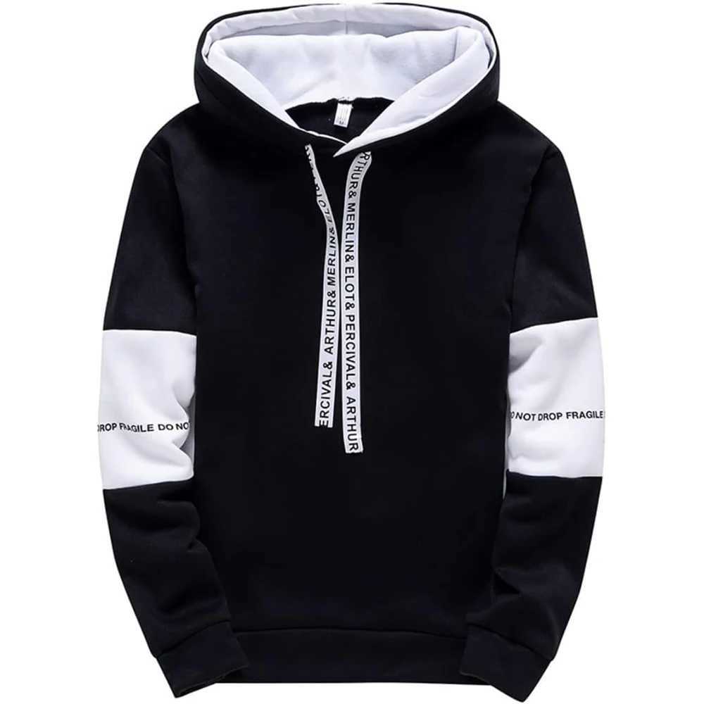Mens long sleeved casual and letter sports shirt mens hooded sweatshirt spring hip-hop Pullover sports top hooded sweatshirt W240921
