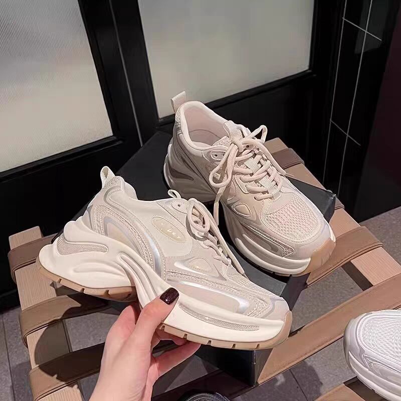 2024 Spring New 7cm Thick Bottom Premium White Deer Same Style Dad Mesh Sports and Leisure Shoes ddmythur