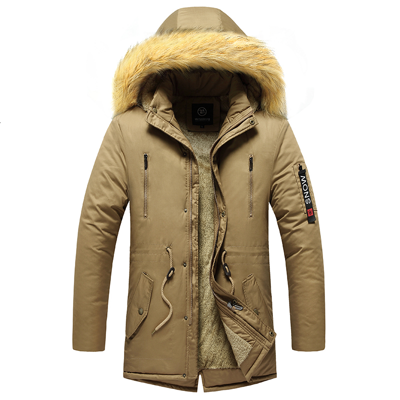 2023 Winter New Cotton Men Warm Hooded Casual Windproof Parkas Jacket Coat Mens Fleece Fur Collar Thicken Parka Male
