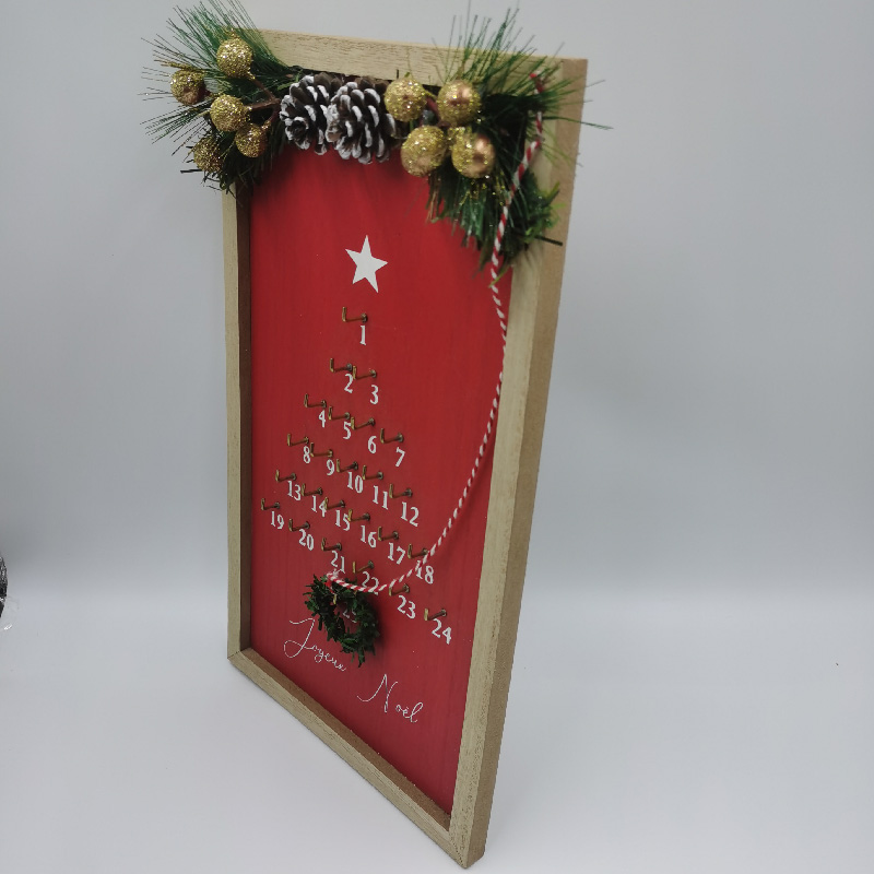 Wooden Christmas Advent Calendar with Magnetic Doors - Festive Holiday Countdown Decoration