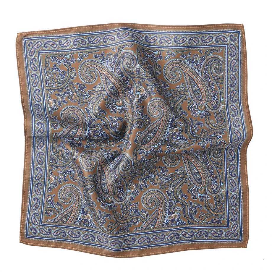 Customized Smith Mens Hanki Pocket Square Handle Polyester Paisley Flower Handle Square Scarf Wedding Party Gift W240921