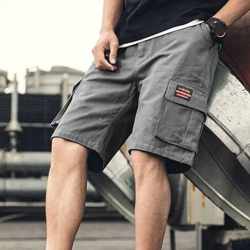Elastic Waistband Men Shorts Mens Plus Size Cargo Shorts with Multiple Pockets Breathable Fabric Quick-drying for ComfortableX240921