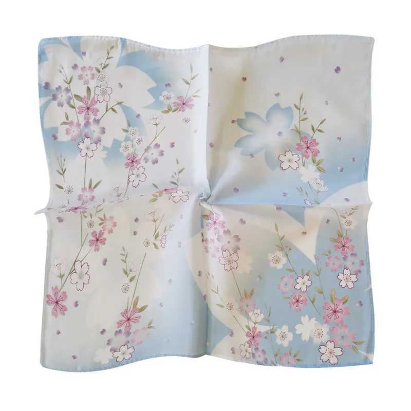 3 pieces of 45x45cm square pure cotton fashionable cherry blossom womens handles womens facial towels party gifts W240921