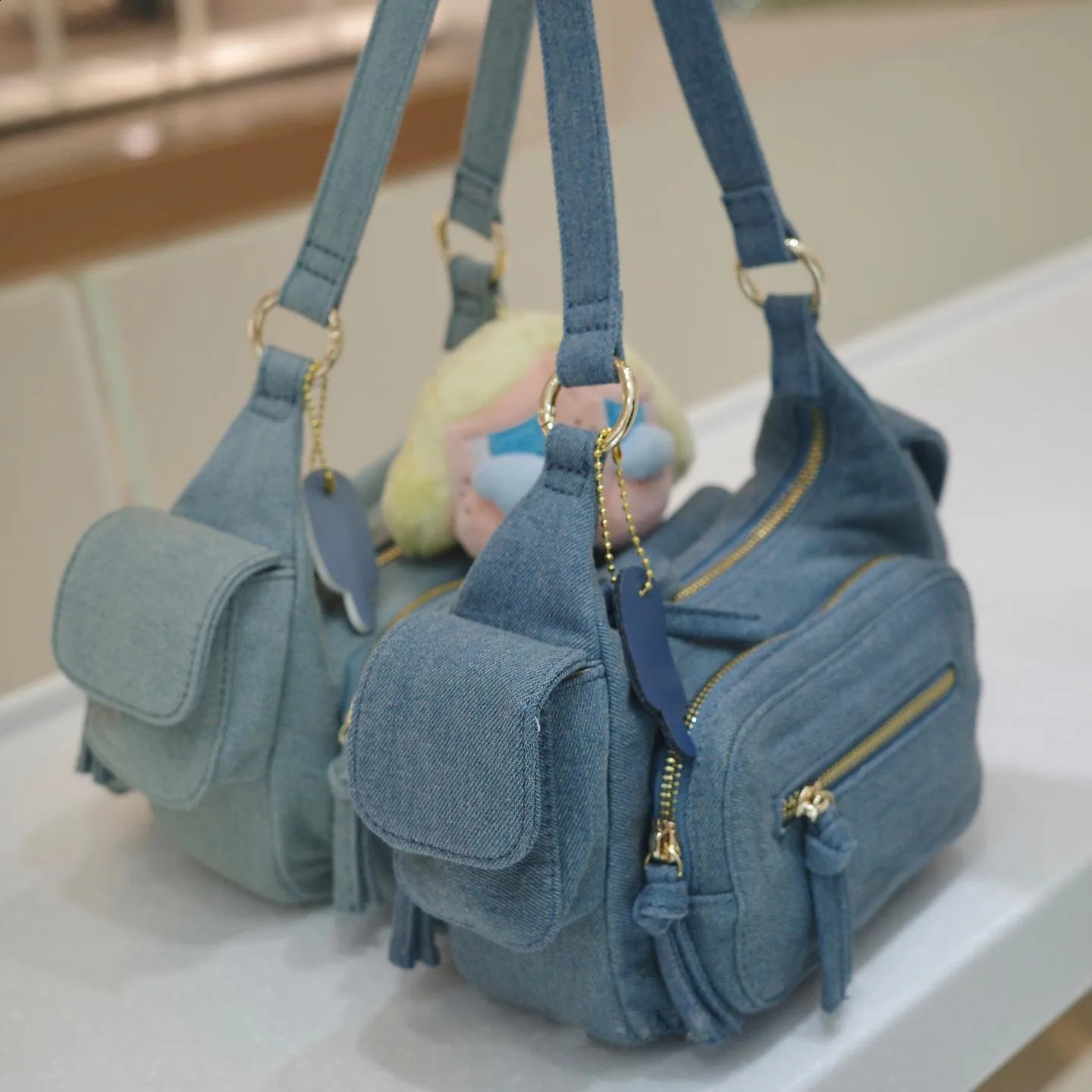Fashion Denim Womens Y2K Shoulder Bag Jeans Tassel Messenger Stray Pocket Crossbody Wallet 240919