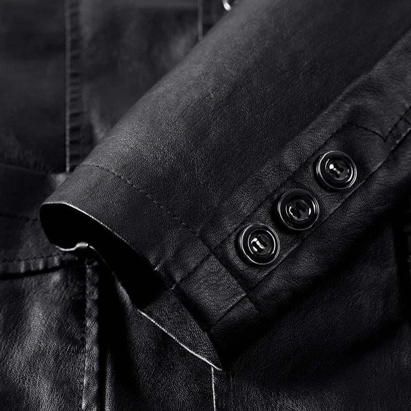 TPJB New Spring Autumn Fashion Jackets Men's Lapel Leather Dress Suit Coats Male Business Casual Pu Blazers Jacket