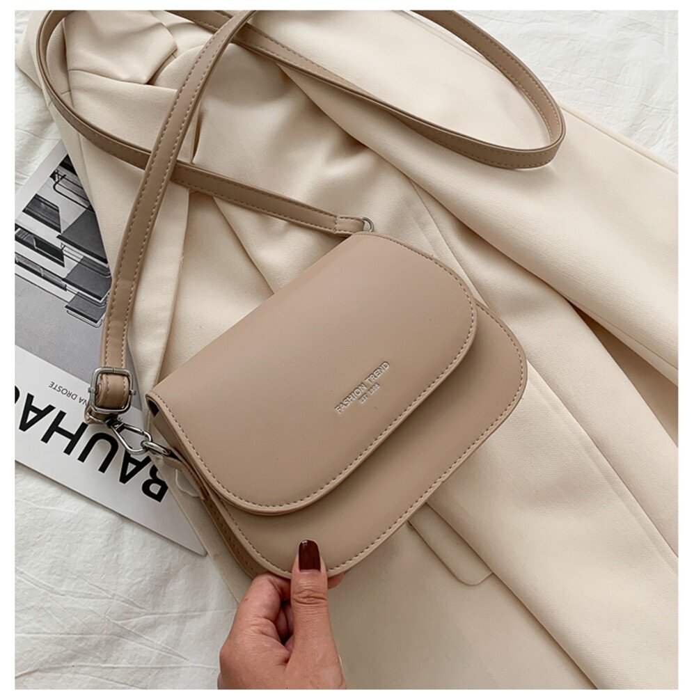 Ready Stock From Malaysia Women PU Leather Saddle Shoulder Vintage Solid Color Flap Crossbody Bag