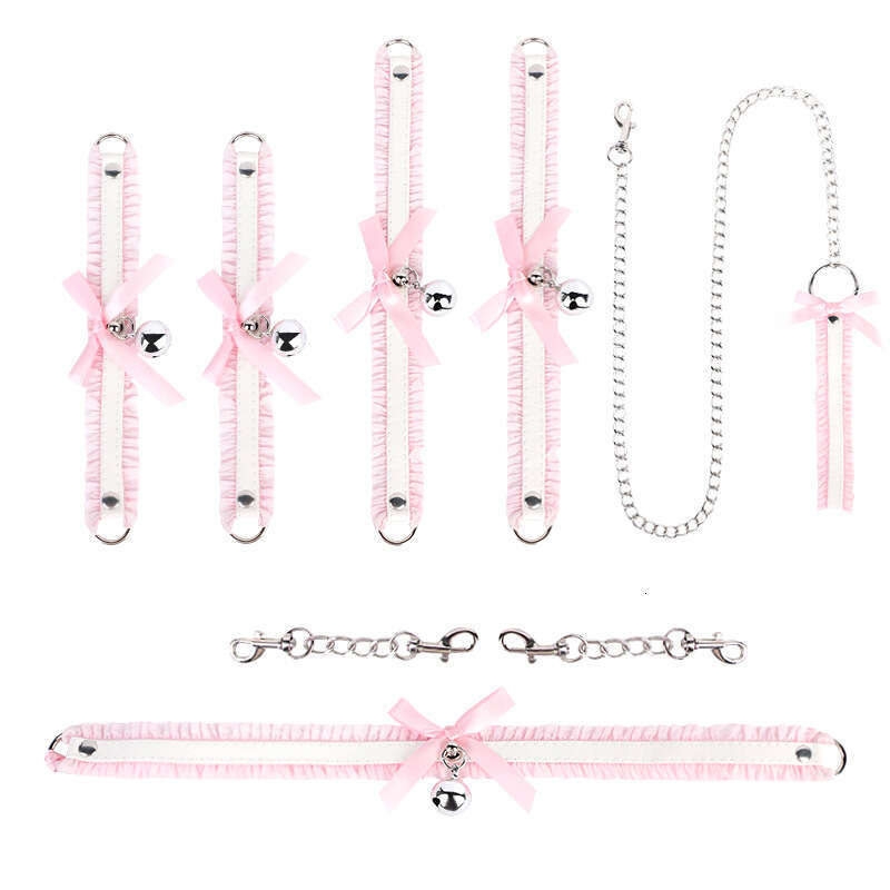 Sexy SM Props Bow Lace SM Set Maid Bell Collar Handcuffs Foot cuffs Alternative Adult Products