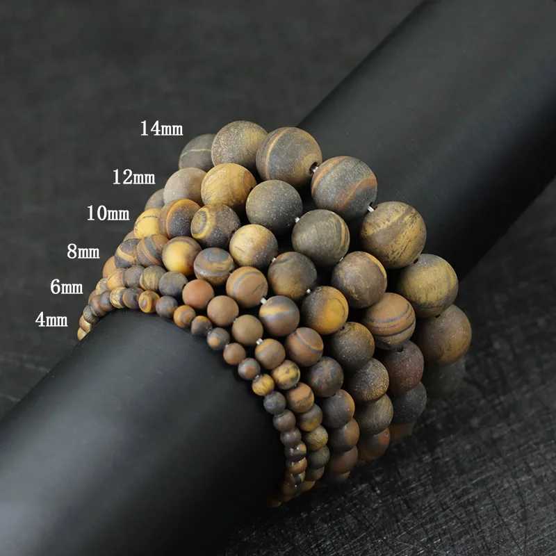 100% Natural Matte Tiger Eyes Stone Bracelet Men Minimalist 4/6/8/10/12/14mm Beaded Braclet Homme Uranus Brazalete Gift For HimX240921