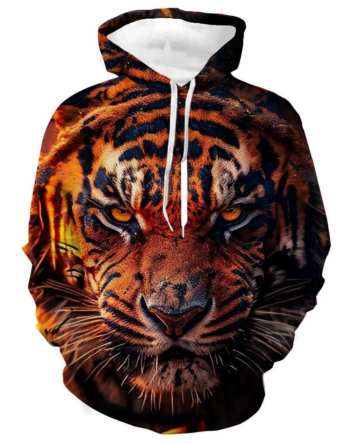 Mens unisex hoodie fashionable Pullover hoodie sports hoodie animal colored wolf print daily exercise 3D printing casual hoodie W240921