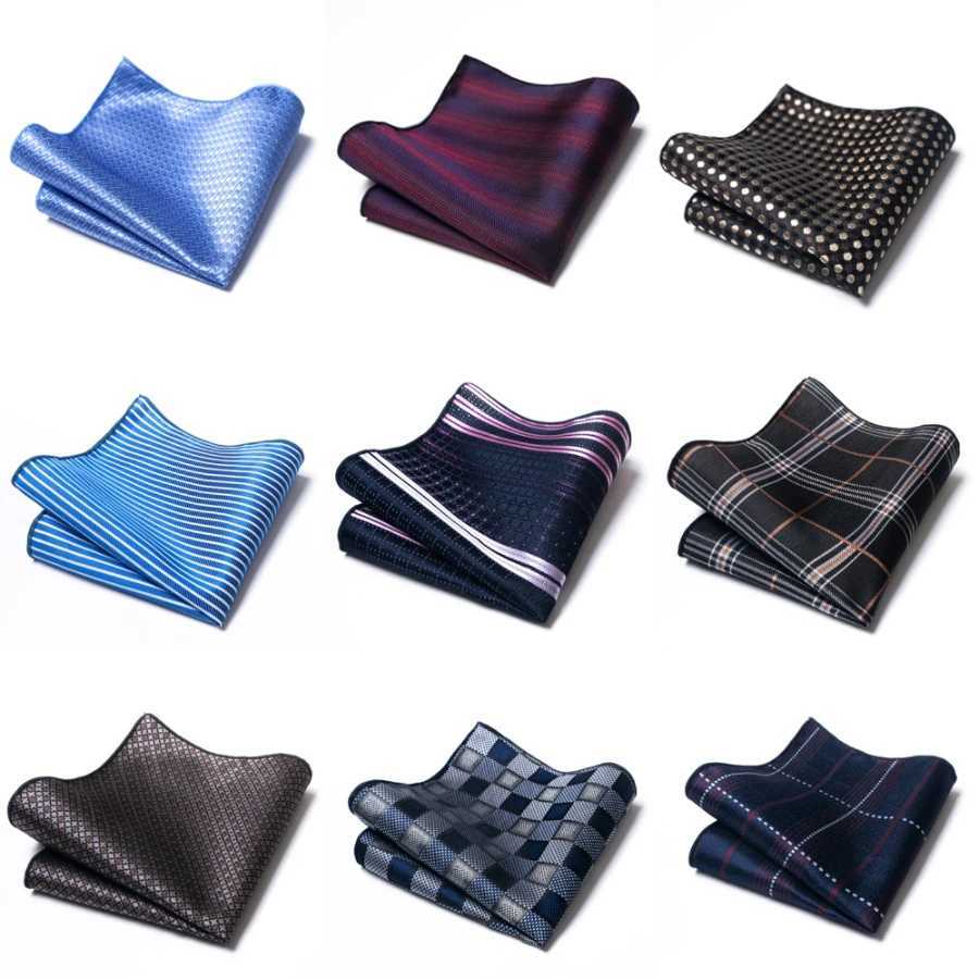 High Grade Brand Silk Kerchief Man Dark Blue Striped April Fools Day Fit Formal Party Pocket Square Handkerchiefs Suit HankyX240921