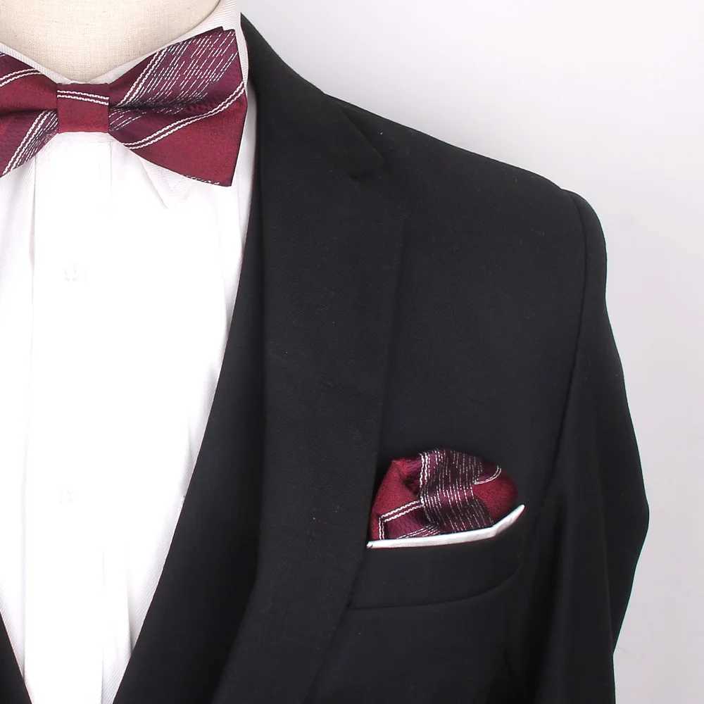 Wine Red Pocket Square For Men Women Striped Chest Towel Wedding Hanky Gentlemen Hankies Mens Suits Handkerchief Pocket Towel W241213