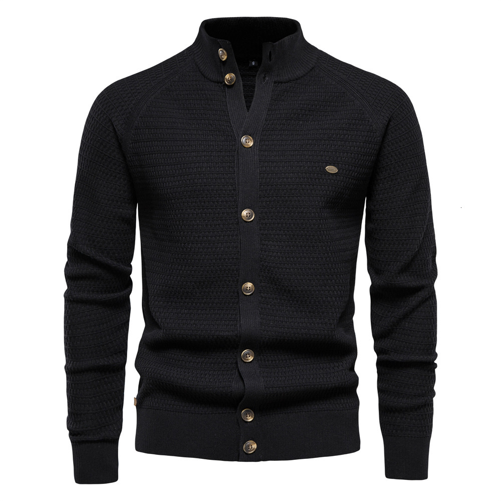 Men's Sweater Cardigan Spring Autumn High Quality Men Clothing Large Solid Color Male Standing Neck Long Sleeve Knitted Sweaters